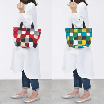 Tote Bag (Horizontal Type) | Ichimatsu | Hand-dyed Raw Fabric Umbrella Cloth 100% Cotton Bag Made in Japan | Kyoto Craftsman Workmanship 【Fuwa Market Original 】 Fuwa Market