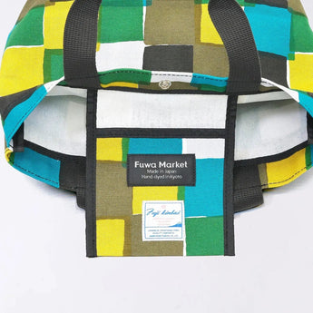 Tote Bag (Horizontal Type) | Ichimatsu | Hand-dyed Raw Fabric Umbrella Cloth 100% Cotton Bag Made in Japan | Kyoto Craftsman Workmanship 【Fuwa Market Original 】 Fuwa Market