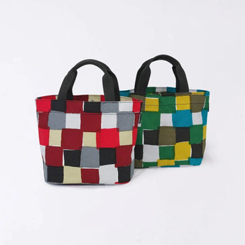 Tote Bag (Horizontal Type) | Ichimatsu | Hand-dyed Raw Fabric Umbrella Cloth 100% Cotton Bag Made in Japan | Kyoto Craftsman Workmanship 【Fuwa Market Original 】 Fuwa Market