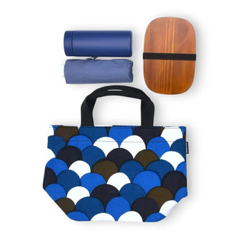 Tote Bag (Horizontal Type) | Aomori Wave Pattern | Hand-Dyed Fabric, 100% Cotton Canvas Bag, Made in Japan | Kyoto Craftsman Workmanship 【Fuwa Market Original 】 Fuwa Market