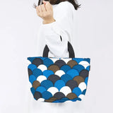 Tote Bag (Horizontal Type) | Aomori Wave Pattern | Hand-Dyed Fabric, 100% Cotton Canvas Bag, Made in Japan | Kyoto Craftsman Workmanship 【Fuwa Market Original 】 Fuwa Market