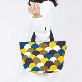 Tote Bag (Horizontal Type) | Aomori Wave Pattern | Hand-Dyed Fabric, 100% Cotton Canvas Bag, Made in Japan | Kyoto Craftsman Workmanship 【Fuwa Market Original 】 Fuwa Market