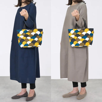 Tote Bag (Horizontal Type) | Aomori Wave Pattern | Hand-Dyed Fabric, 100% Cotton Canvas Bag, Made in Japan | Kyoto Craftsman Workmanship 【Fuwa Market Original 】 Fuwa Market