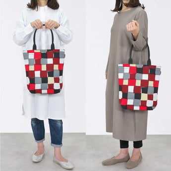 Tote bag (cylindrical) | Ichimatsu | Hand-dyed raw fabric Umbrella cloth 100% cotton bag Made in Japan | Kyoto craftsman work 【 Fuwa Market Original 】 Fuwa Market