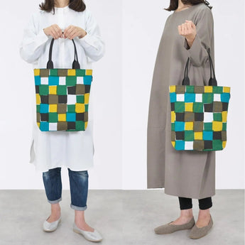 Tote bag (cylindrical) | Ichimatsu | Hand-dyed raw fabric Umbrella cloth 100% cotton bag Made in Japan | Kyoto craftsman work 【 Fuwa Market Original 】 Fuwa Market