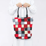 Tote bag (cylindrical) | Ichimatsu | Hand-dyed raw fabric Umbrella cloth 100% cotton bag Made in Japan | Kyoto craftsman work 【 Fuwa Market Original 】 Fuwa Market