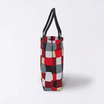 Tote bag (cylindrical) | Ichimatsu | Hand-dyed raw fabric Umbrella cloth 100% cotton bag Made in Japan | Kyoto craftsman work 【 Fuwa Market Original 】 Fuwa Market