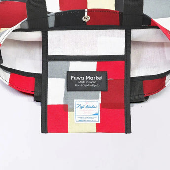 Tote bag (cylindrical) | Ichimatsu | Hand-dyed raw fabric Umbrella cloth 100% cotton bag Made in Japan | Kyoto craftsman work 【 Fuwa Market Original 】 Fuwa Market