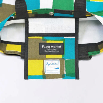 Tote bag (cylindrical) | Ichimatsu | Hand-dyed raw fabric Umbrella cloth 100% cotton bag Made in Japan | Kyoto craftsman work 【 Fuwa Market Original 】 Fuwa Market