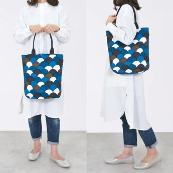 Tote Bag (Vertical Type) | Aoba Nami Yaki | Hand-dyed Fabric, Canvas, 100% Cotton, Bag, Made in Japan | Kyoto Artisan Workmanship 【Fuwa Market Original 】 Fuwa Market