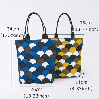 Tote Bag (Vertical Type) | Aoba Nami Yaki | Hand-dyed Fabric, Canvas, 100% Cotton, Bag, Made in Japan | Kyoto Artisan Workmanship 【Fuwa Market Original 】 Fuwa Market