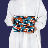 Flat pouch | Matsukawa | Hand-dyed fabric Umbrella cloth 100% cotton pouch Made in Japan | Happiness pattern 【 Fuwa Market Original 】 Fuwa Market