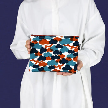 Flat pouch | Matsukawa | Hand-dyed fabric Umbrella cloth 100% cotton pouch Made in Japan | Happiness pattern 【 Fuwa Market Original 】 Fuwa Market