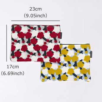 Flat pouch | Plum pattern | Hand-dyed fabric Umbrella cloth 100% cotton Pouch Made in Japan | Pattern of happiness 【 Fuwa Market Original 】 Fuwa Market