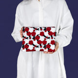 Flat pouch | Plum pattern | Hand-dyed fabric Umbrella cloth 100% cotton Pouch Made in Japan | Pattern of happiness 【 Fuwa Market Original 】 Fuwa Market