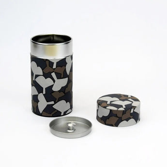 Tea Caddy | Silver Plum Pattern | Hand-dyed Japanese Paper Tea Container Made in Japan | Happiness Pattern Series 【Fuwa Market Original】 Fuwa Market