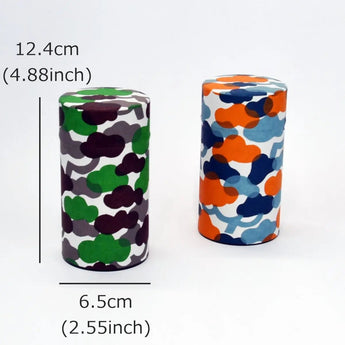 Tea caddy | Pine tree bark | Hand-dyed Japanese paper Tea container Made in Japan | Happiness pattern series 【 Fuwa Market Original 】 Fuwa Market