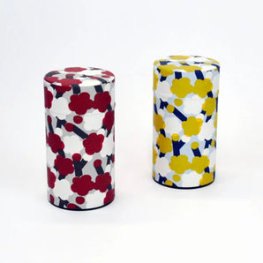 Tea caddy | Plum pattern | Hand-dyed Japanese paper Tea container Made in Japan | Happy pattern series 【 Fuwa Market Original 】 Fuwa Market