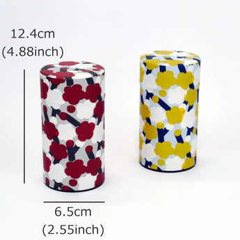 Tea caddy | Plum pattern | Hand-dyed Japanese paper Tea container Made in Japan | Happy pattern series 【 Fuwa Market Original 】 Fuwa Market