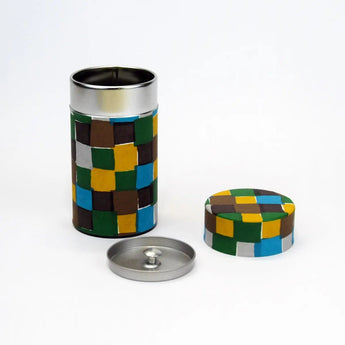 Tea caddy | Ichimatsu pattern | Hand-dyed Japanese paper Tea caddy Made in Japan | Happiness pattern series 【 Fuwa Market Original 】 Fuwa Market