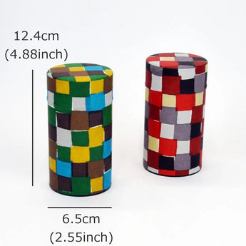 Tea caddy | Ichimatsu pattern | Hand-dyed Japanese paper Tea caddy Made in Japan | Happiness pattern series 【 Fuwa Market Original 】 Fuwa Market