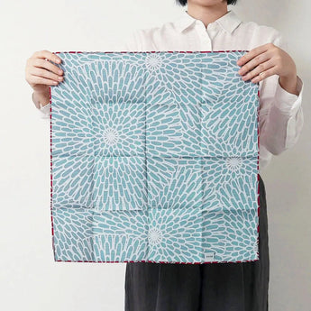 Wind chime 48cm | Isa pattern Peony | Double-sided dyeing Red / Aqua (Water color) | Silk shantung | Musubi Musubi