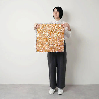 Paravent 48cm | Style Izu | Double face teinté bleu / orange | Écran en tissu | Musubi Musubi