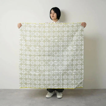 Paravent de 100 cm | Style Iza | Pin | Teinture double face jaune / vert | Tissu en coton | Musubi Musubi