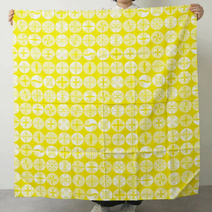 Wind Bath Curtain 100cm | Isa Pattern Pine | Double-sided Dye Yellow / Green | Silk Shantung | Musubi Musubi