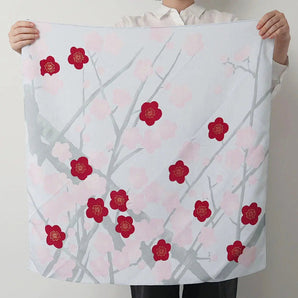 Wind Bath Curtain 70cm | Plum Blossom / White Mouse Color | Koyochirimen Tomo Shrine Series | Poliestel | Musubi Musubi