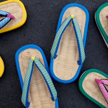 Natural bamboo grass mat L size blue / green | irozori | lightweight grass mat lightweight grass mat