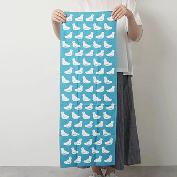 Hand towel | 100% cotton | Cotton | Dyeing | Fish scale pattern Light blue Kamafune Kamafune