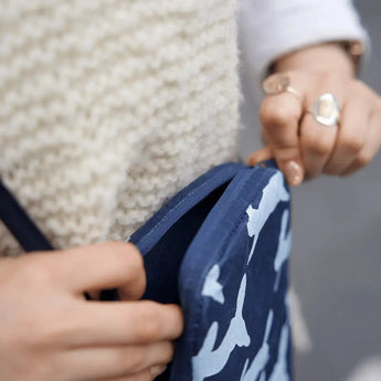 Washi Paper Smartphone Pouch | mina perhonen | run run run Dark Blue | Lightweight Crossbody Bag | SIWA SIWA