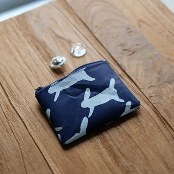 Washi Coin Case | mina perhonen | w run run run Dark Blue | Card Case with Small Change Pocket | SIWA SIWA