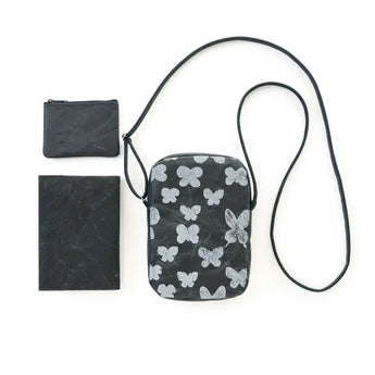 Japanese Paper Smartphone Pouch | mina perhonen | memoria Black | Lightweight Crossbody Bag | SIWA SIWA
