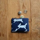Washi Coin Case | mina perhonen | w run run run Dark Blue | Card Case with Small Change Pocket | SIWA SIWA