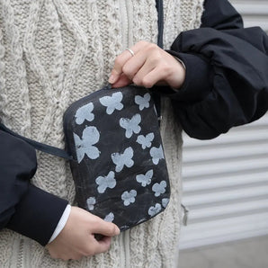 Japanese Paper Smartphone Pouch | mina perhonen | memoria Black | Lightweight Crossbody Bag | SIWA SIWA