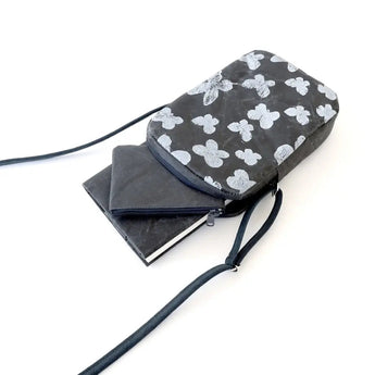 Japanese Paper Smartphone Pouch | mina perhonen | memoria Black | Lightweight Crossbody Bag | SIWA SIWA