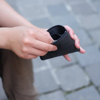 Washi Coin Case | mina perhonen | w run run run Dark Blue | Card Case with Small Change Pocket | SIWA SIWA