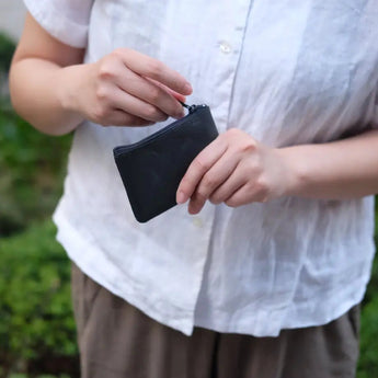 Washi Coin Case | mina perhonen | w run run run Dark Blue | Card Case with Small Change Pocket | SIWA SIWA