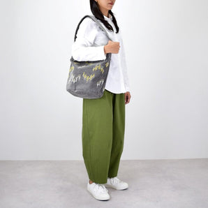 salvia | Forest bucket tote cotton canvas刺繍ステッチグレー 