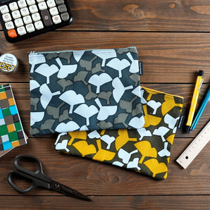 Flat pouch | Silver plum pattern | Hand-dyed fabric Umbrella cloth 100% cotton pouch Made in Japan | Happy pattern 【 Fuwa Market Original 】 