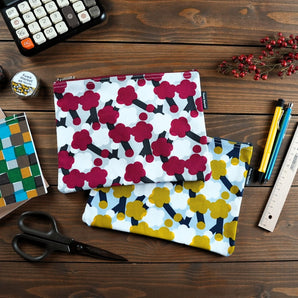 Flat pouch | Umebayashi | Hand-dyed fabric Umbrella cloth 100% cotton pouch Made in Japan | Pattern of happiness 【 Fuwa Market Original 】 