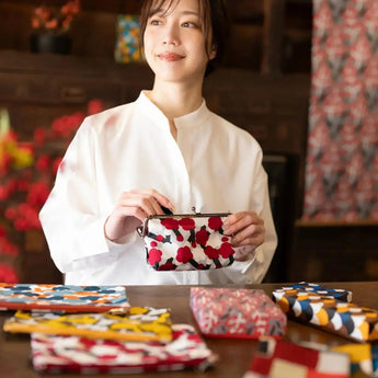 Gamaku (horizontal type / small) | Matsukawa | Hand-dyed raw fabric Umbrella cloth 100% cotton Japanese wallet pouch wallet pouch Made in Japan | Kyoto artisan craftsmanship 【 Fuwa Market Original 】 Fuwa Market