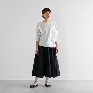 【スカート】シャトルリネン ロングスカート フリーサイズ ブラック HUIS.