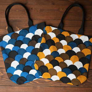 Tote Bag (Vertical Type) | Aoba Wave Pattern | Hand-dyed Raw Fabric Umbrella Cloth 100% Cotton Bag Made in Japan | Kyoto Artisan Workmanship 【 Fuwa Market Original 】 