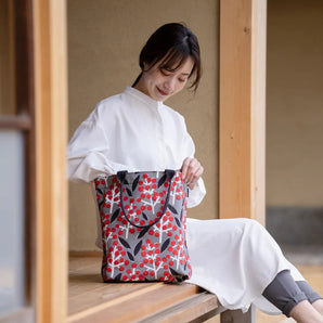 Tote bag (vertical type) | Nanten | Hand-dyed raw fabric Umbrella cloth 100% cotton bag Japan-made | Kyoto craftsman workmanship 【 Fuwa Market Original 】 Fuwa Market