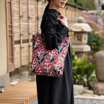 Tote bag (vertical type) | Nanten | Hand-dyed raw fabric Umbrella cloth 100% cotton bag Japan-made | Kyoto craftsman workmanship 【 Fuwa Market Original 】 Fuwa Market
