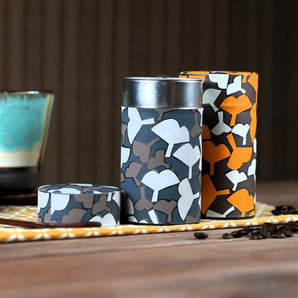 Tea Caddy | Silver Plum Pattern | Hand-Dyed Japanese Paper Tea Caddy Made in Japan | Happy Pattern Series 【 Fuwa Market Original 】 
