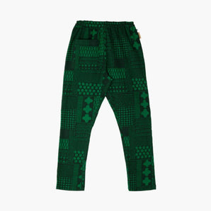 【ボトムス】手捺染 もんぺ よつめデザイン 花布 高島ちぢみ M L うなぎの寝床